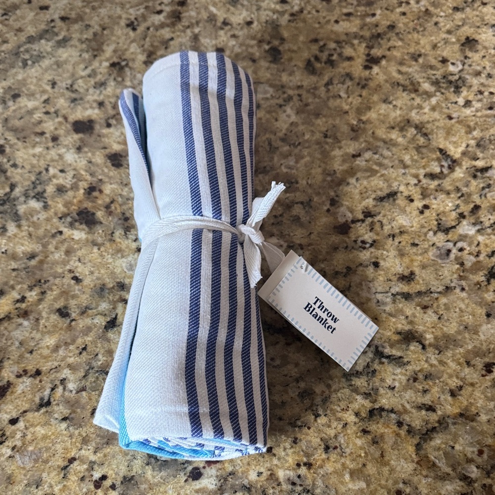 Elegant Blue and White Striped Throw Blanket